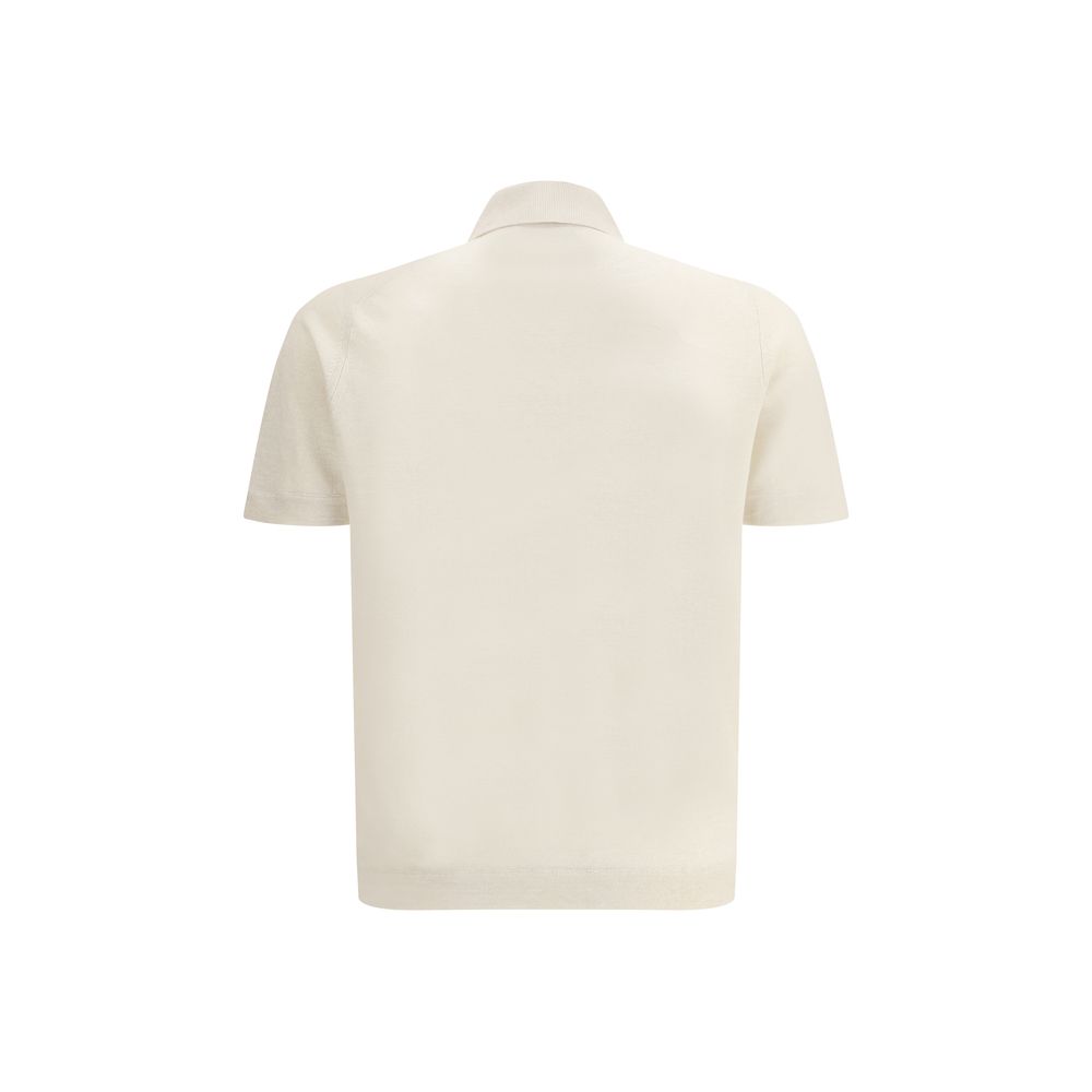 Brunello Cucinelli Beige Linen Polo Shirt for Effortless Elegance