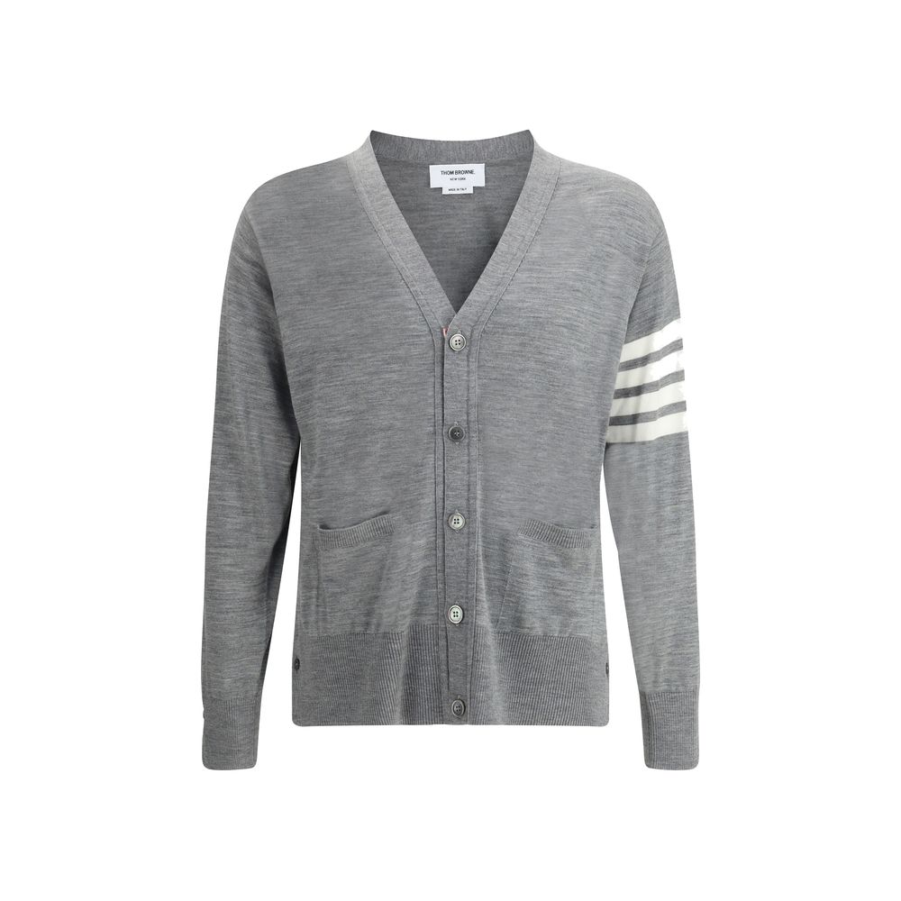 Thom Browne Grey Premium Fleece Wool Cardigan