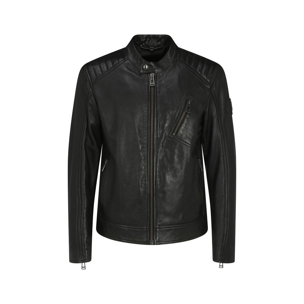 Belstaff Black Lambskin V Racer Jacket - Timeless Elegance