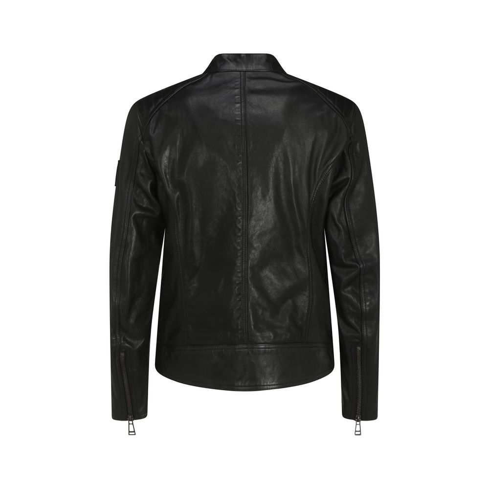 Belstaff Black Lambskin V Racer Jacket - Timeless Elegance