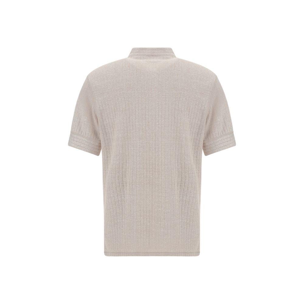 Brunello Cucinelli Beige Linen Polo Shirt for Effortless Elegance