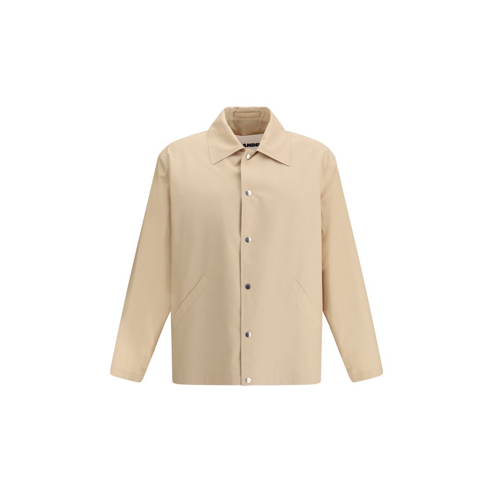 Jil Sander Black Cotton Jacket with Monogram for Elevated Style