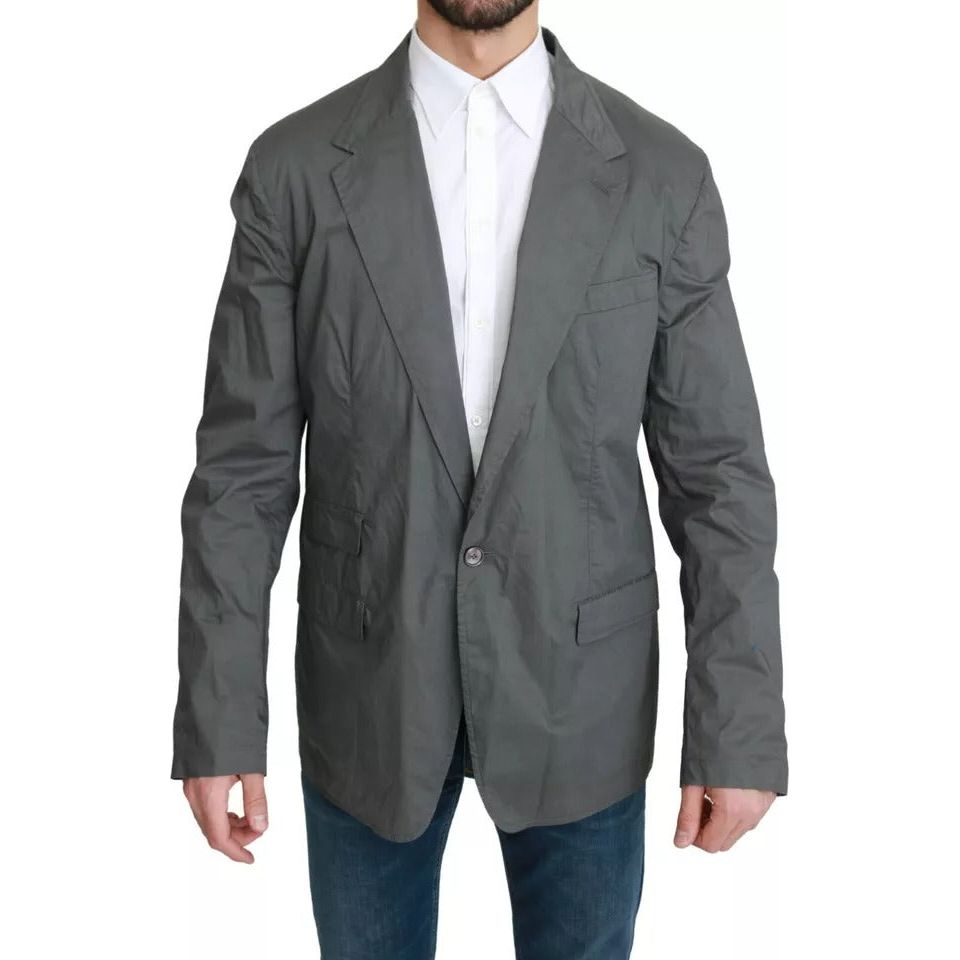 Dolce & Gabbana Gray Cotton Single Breasted Formal Blazer