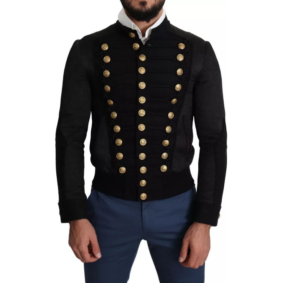 Dolce & Gabbana Black Wool Blend Military Jacket