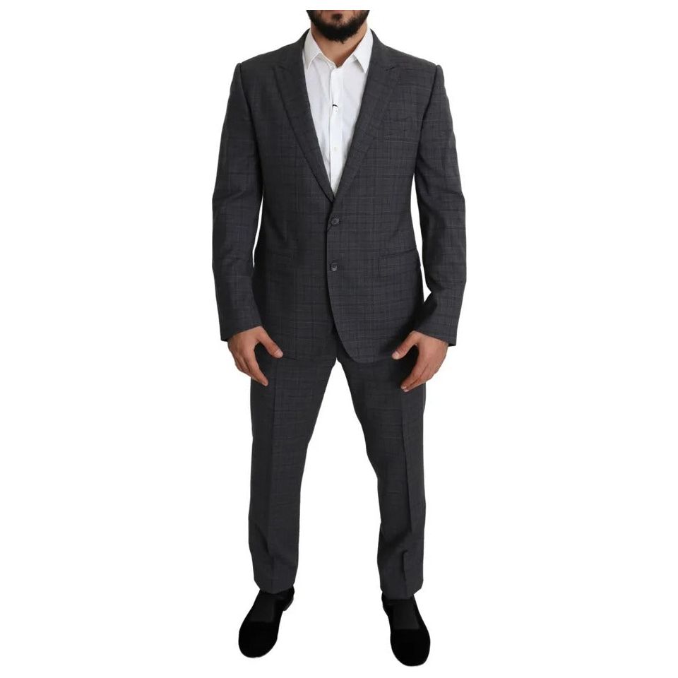 Dolce & Gabbana Gray Wool Formal 2 Piece MARTINI Suit