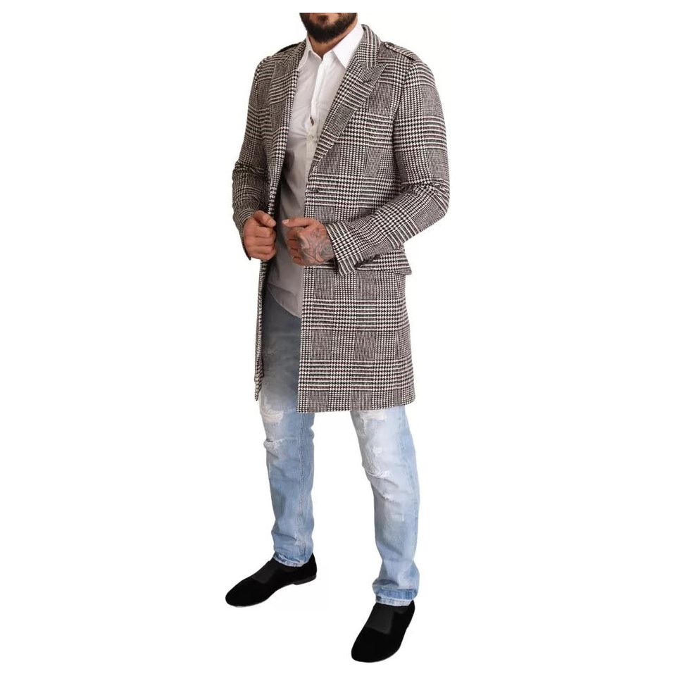Dolce & Gabbana Gray Wool Blend Long Trench Coat Jacket