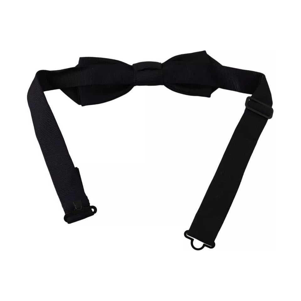 Dolce & Gabbana Blue Solid Silk Adjustable Neck Bow Tie