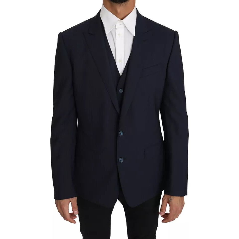 Dolce & Gabbana Blue Wool MARTINI Blazer Vest 2 Piece