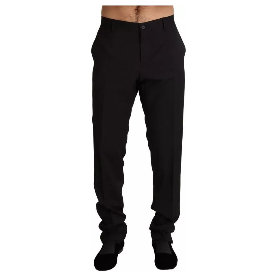 Dolce & Gabbana Black Wool Formal Skinny Pants Elegance