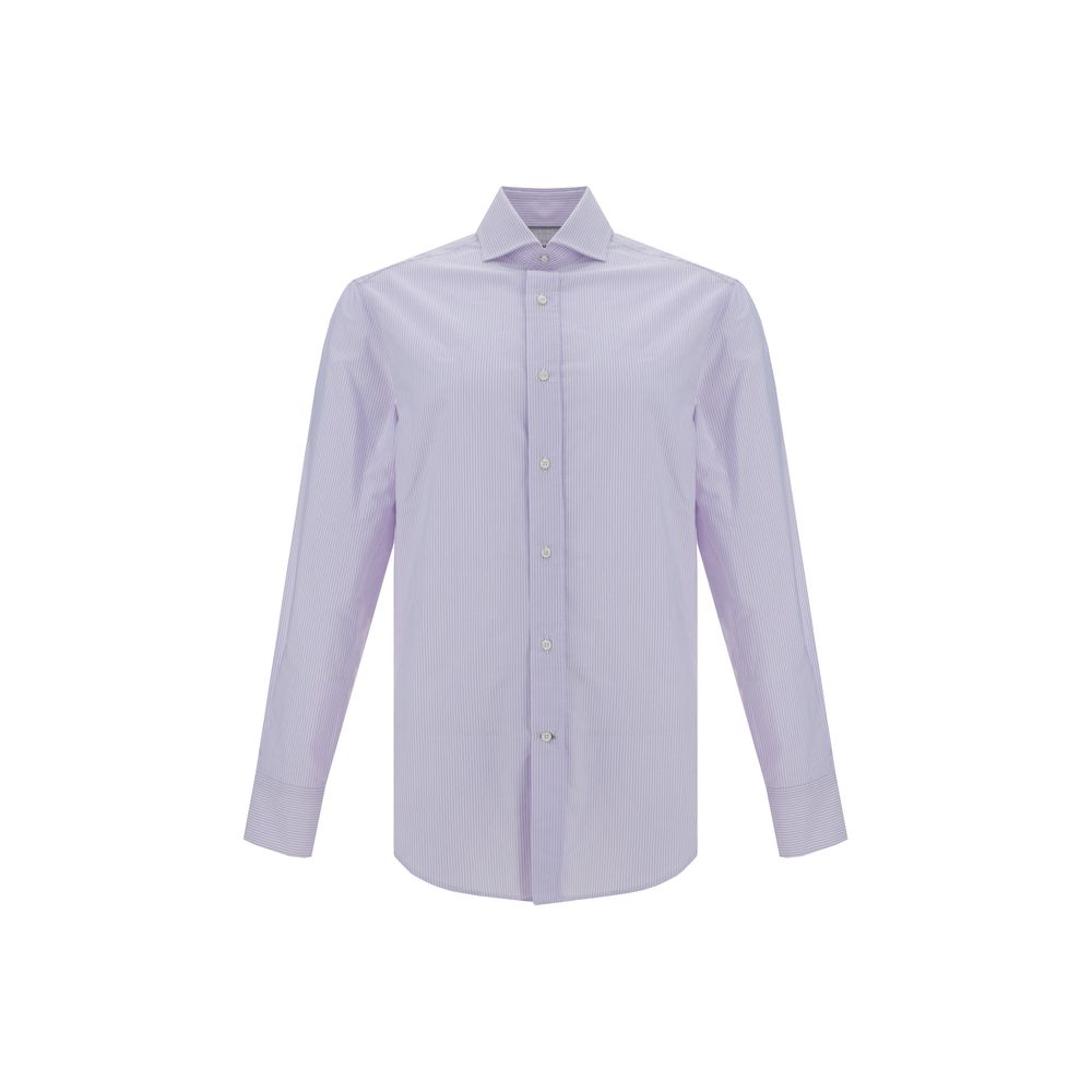 Brunello Cucinelli Blue Striped Cotton Shirt