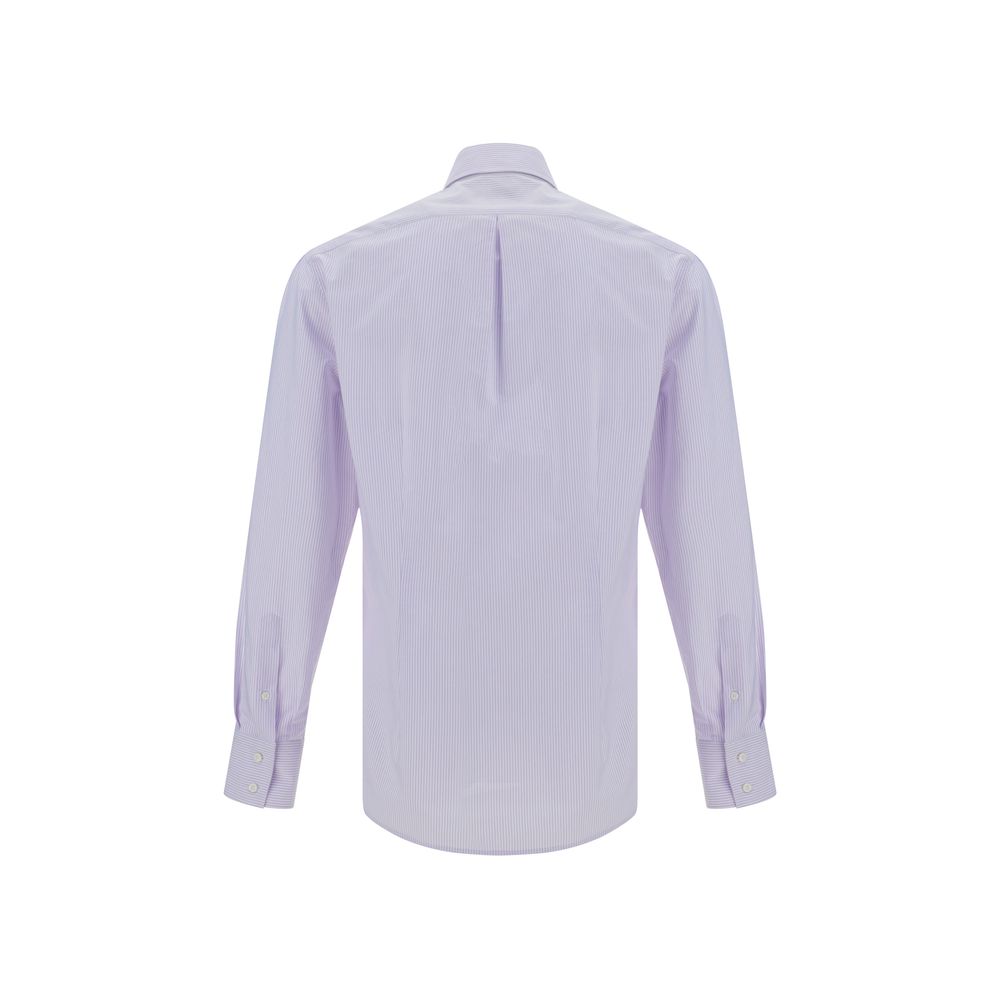 Brunello Cucinelli Blue Striped Cotton Shirt