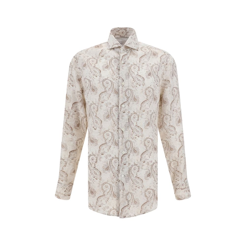 Brunello Cucinelli Blue Linen Shirt for Elevated Style