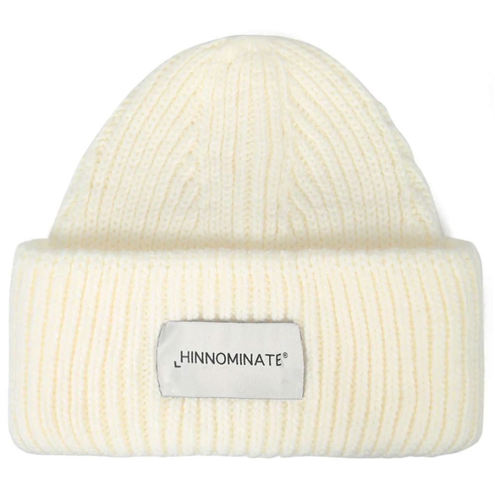 Hinnominate White Acrylic Beanie Hat for Timeless Elegance
