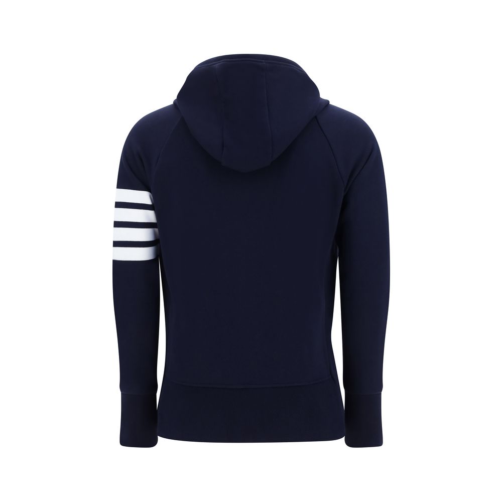 Thom Browne Grey Cotton Hoodie with Signature Details