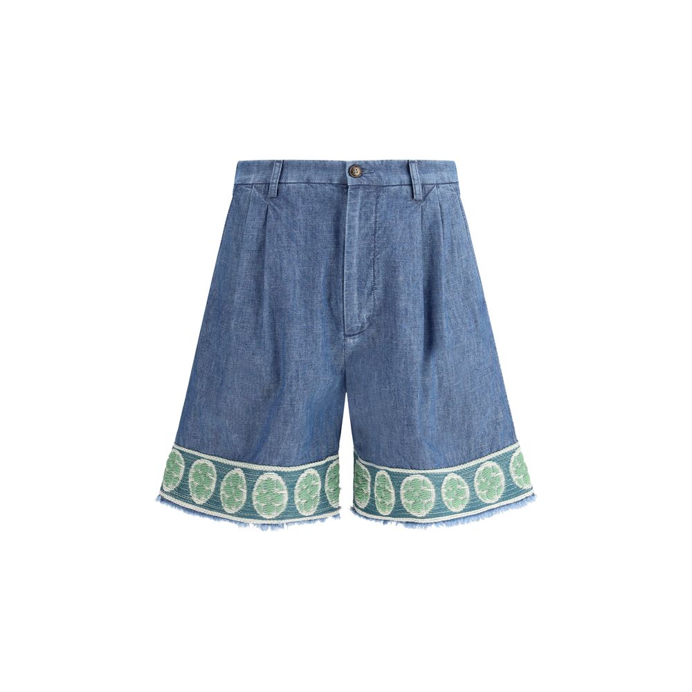 Valentino Blue Cotton Denim Shorts - Luxury Casual Chic Essential