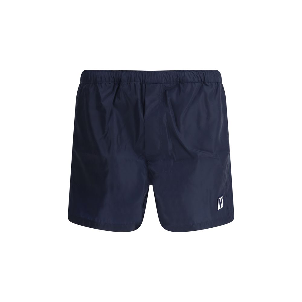 Valentino Navy Cotton Swimshorts for Elevated Summer Style