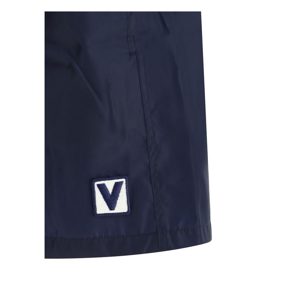 Valentino Navy Cotton Swimshorts for Elevated Summer Style