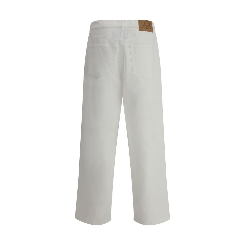 Moschino Blue Denim Oversized Jeans with Iconic Logo Detailing