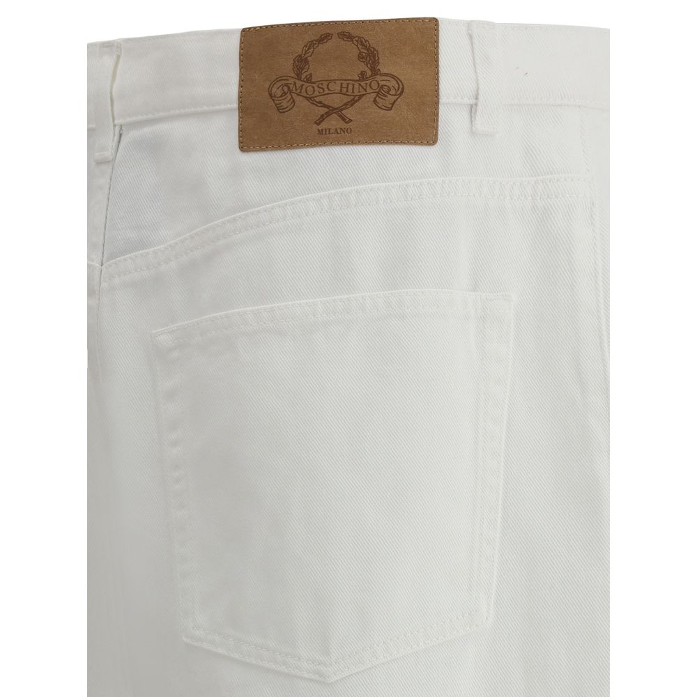 Moschino Blue Denim Oversized Jeans with Iconic Logo Detailing