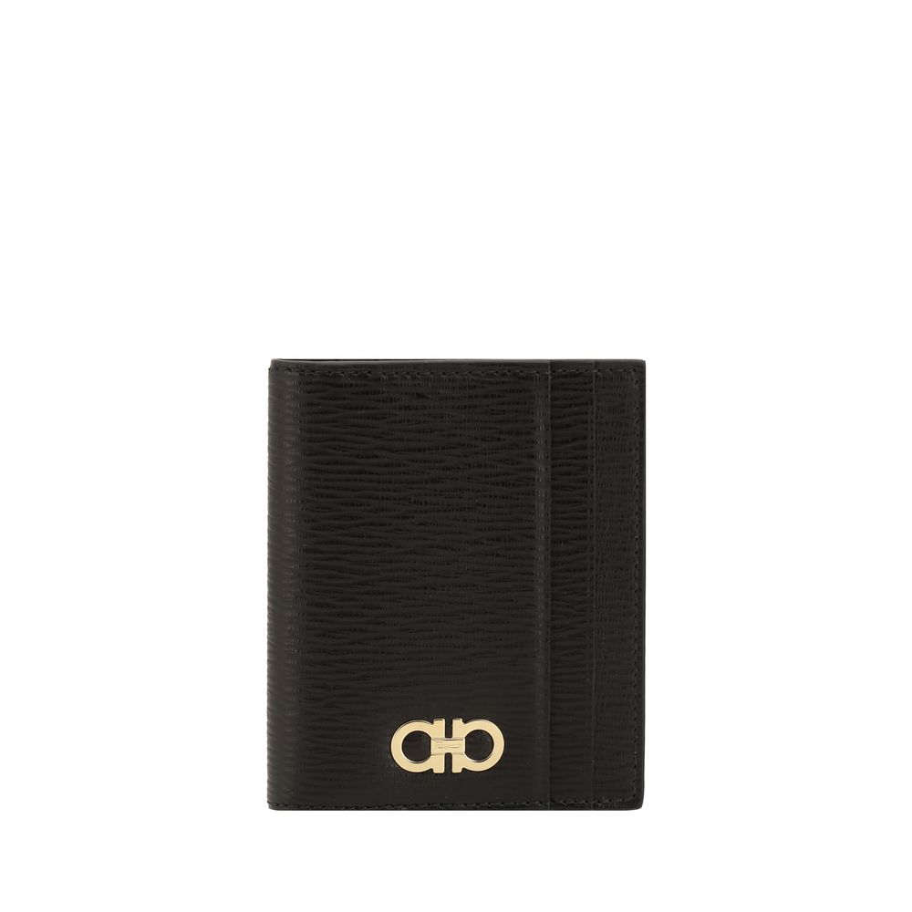 Ferragamo Black Luxurious Leather Gancini Wallet