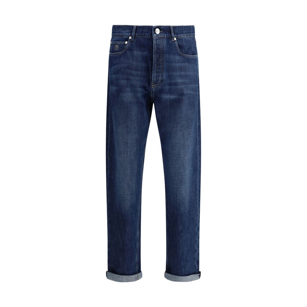 Brunello Cucinelli Blue Denim Cuffed Jeans for Elevated Casual Elegance
