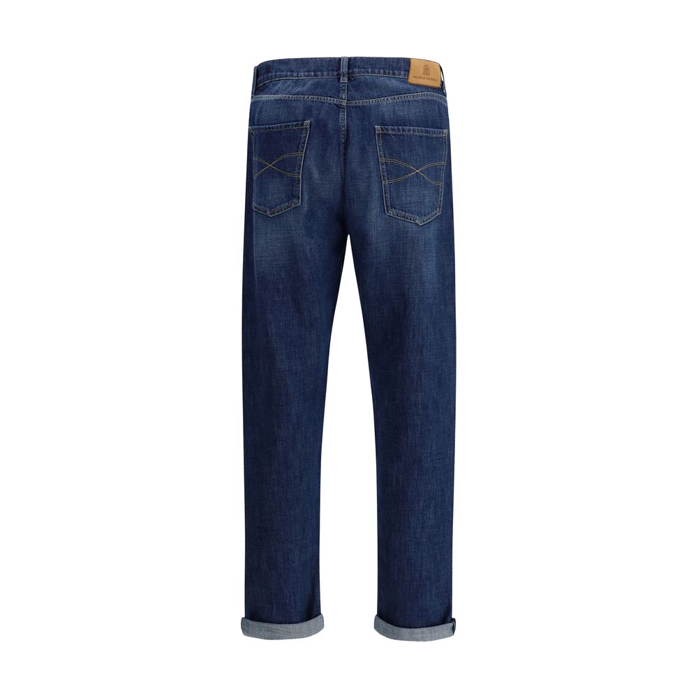 Brunello Cucinelli Blue Denim Cuffed Jeans for Elevated Casual Elegance