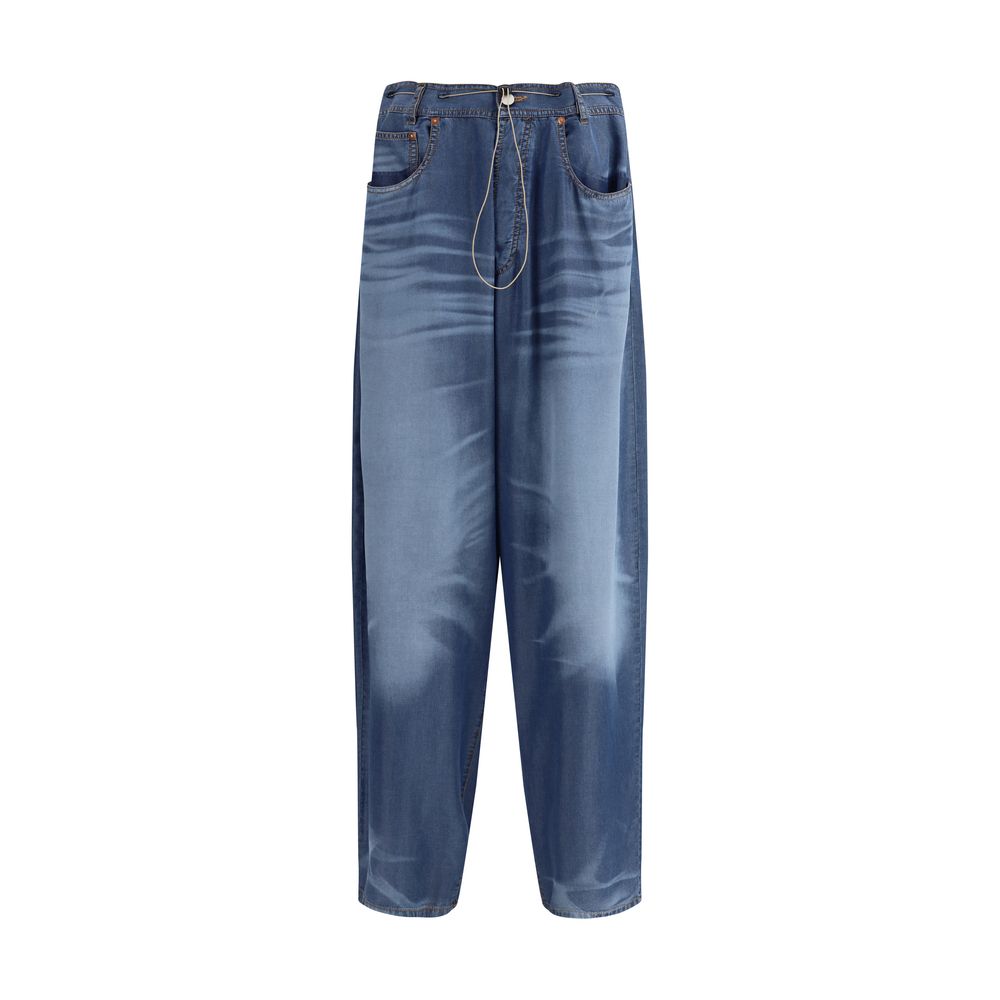 Magliano Blue Cotton Denim Pijama Pants for Elevated Casual Style