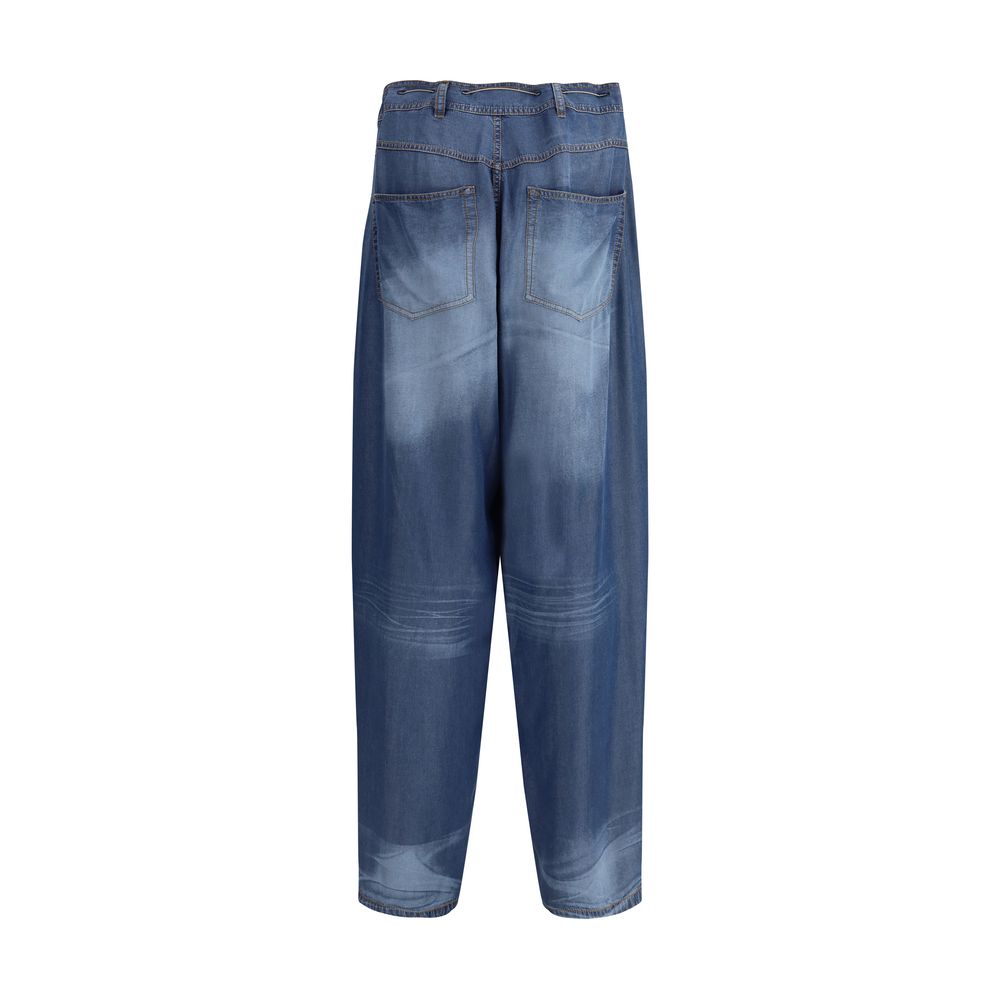 Magliano Blue Cotton Denim Pijama Pants for Elevated Casual Style