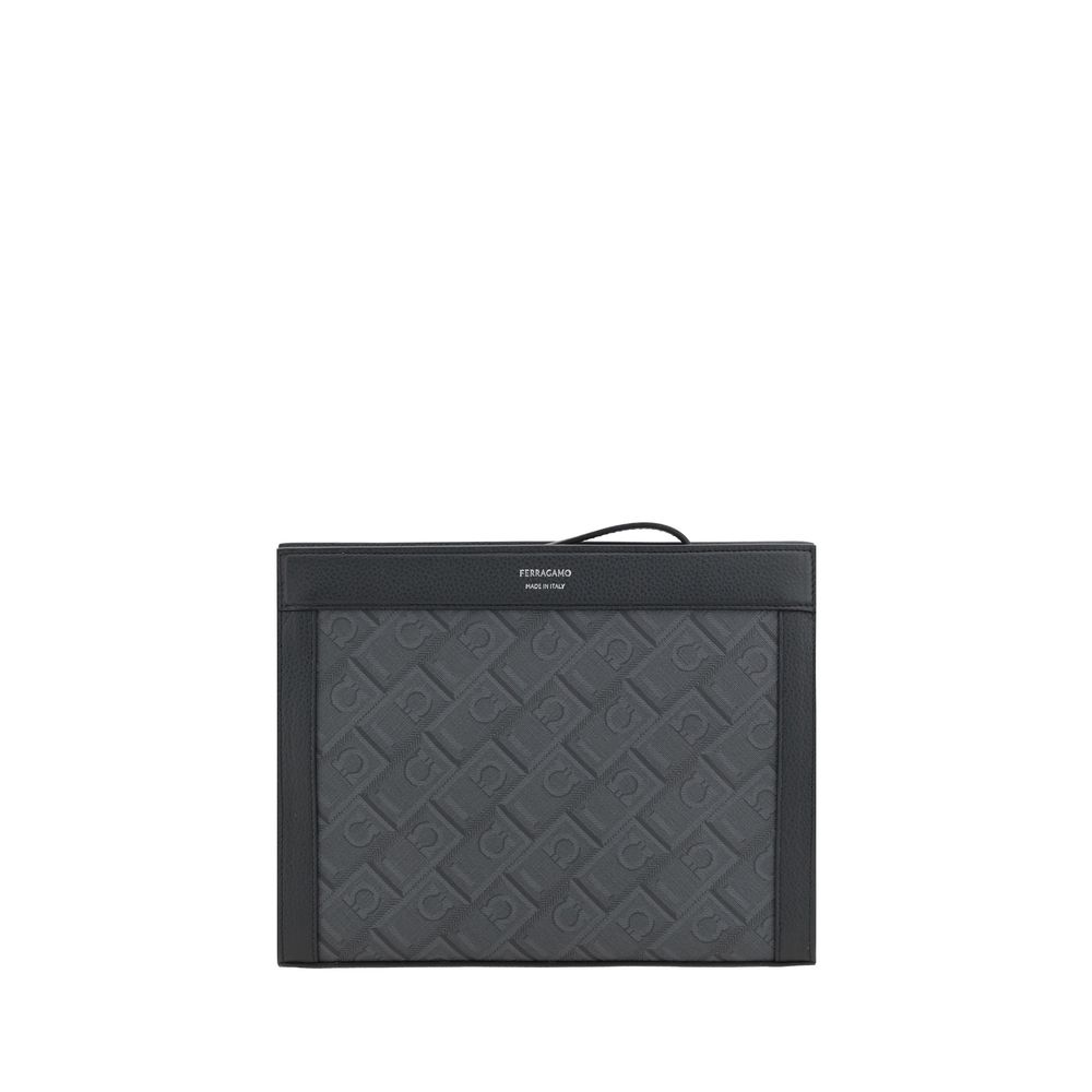 Ferragamo Black Technical Canvas Pouch