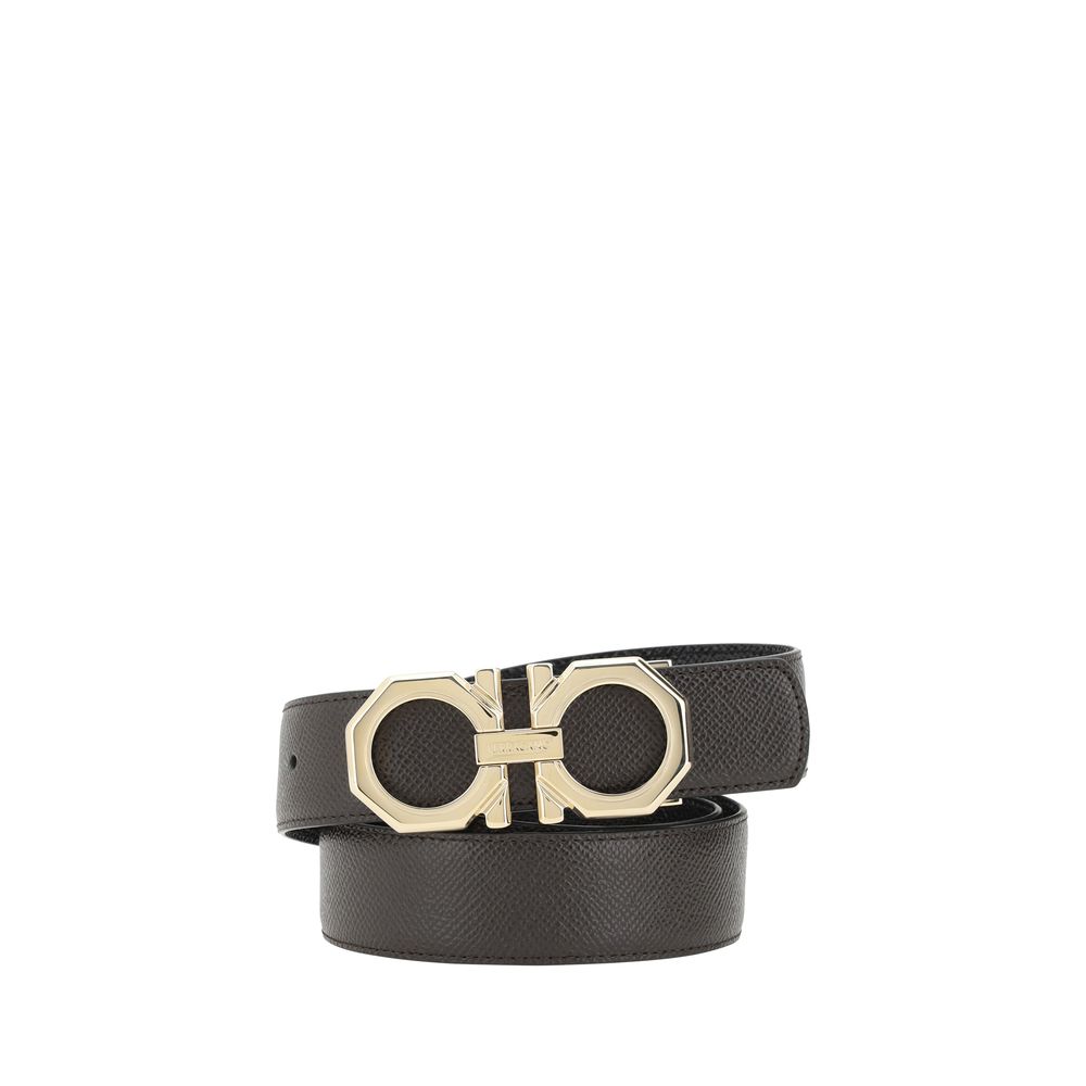 Ferragamo Black Premium Grained Leather Belt