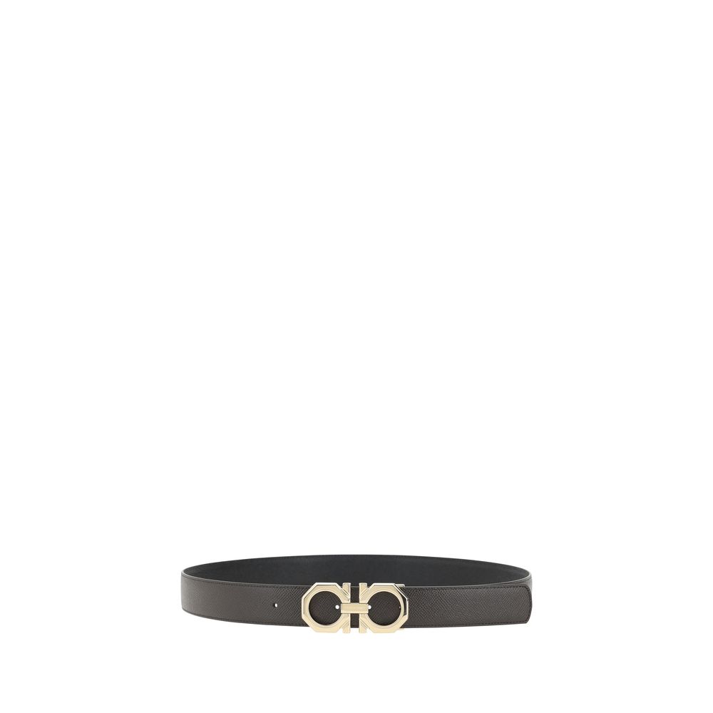 Ferragamo Black Premium Grained Leather Belt