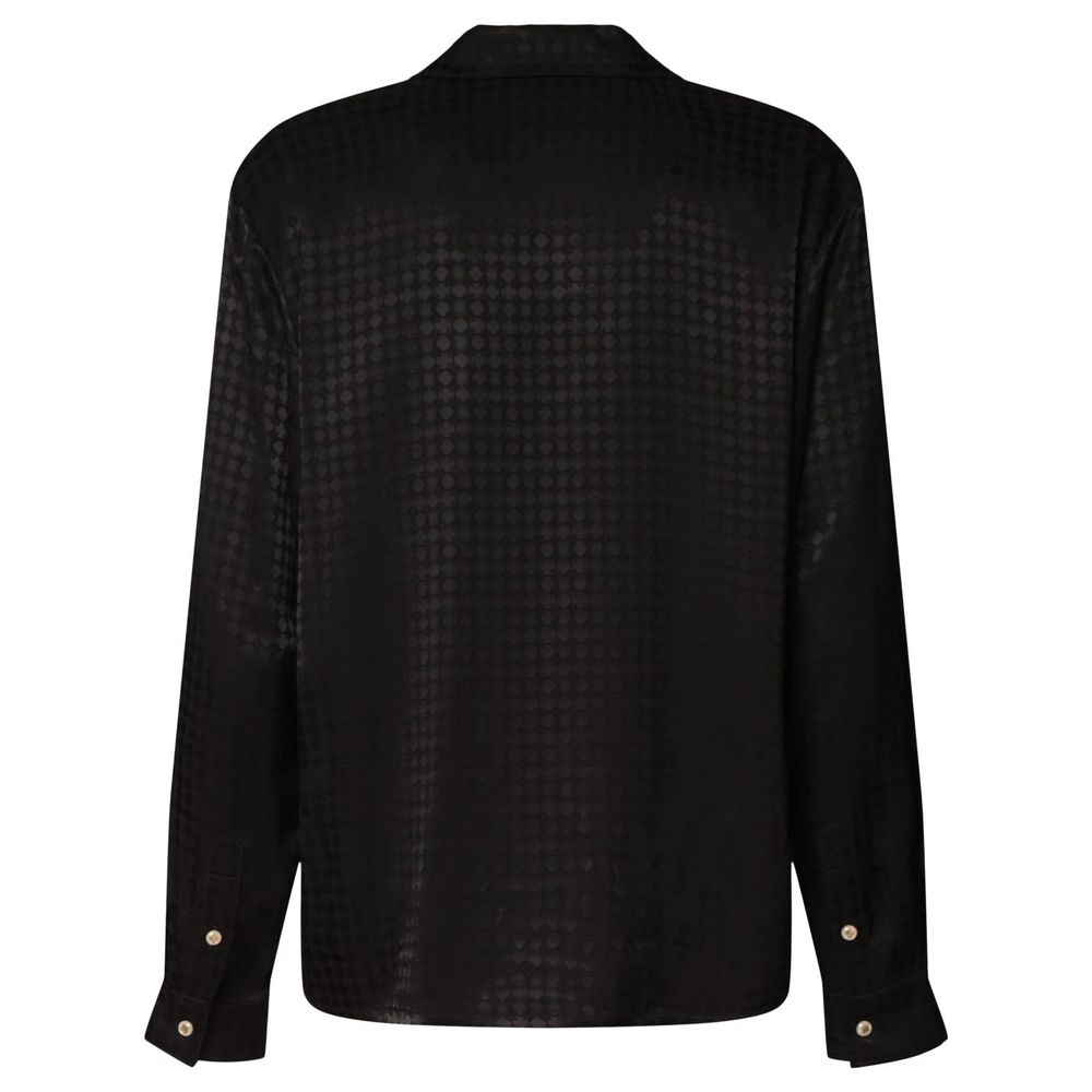 Amiri Black Viscose Shirt With All-Over Brand Motif