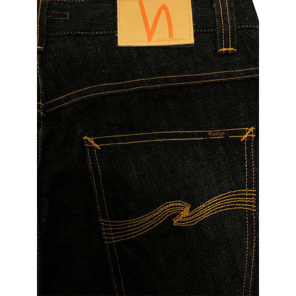 Nudie Jeans Black Cotton Slim Fit Premium Denim Trousers
