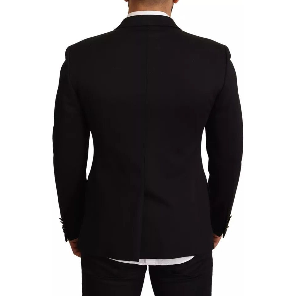 Dolce & Gabbana Black Cotton Slim Fit Coat Jacket Blazer