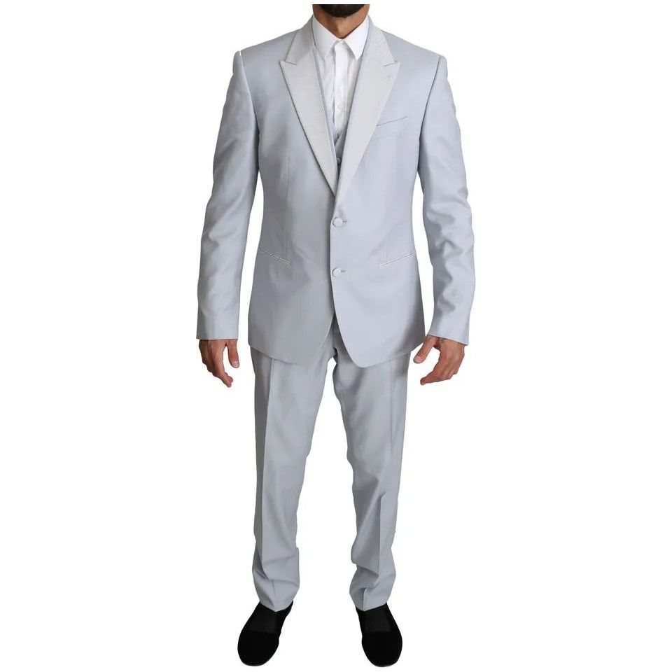 Dolce & Gabbana Light Blue Wool 3 Piece SICILIA Suit