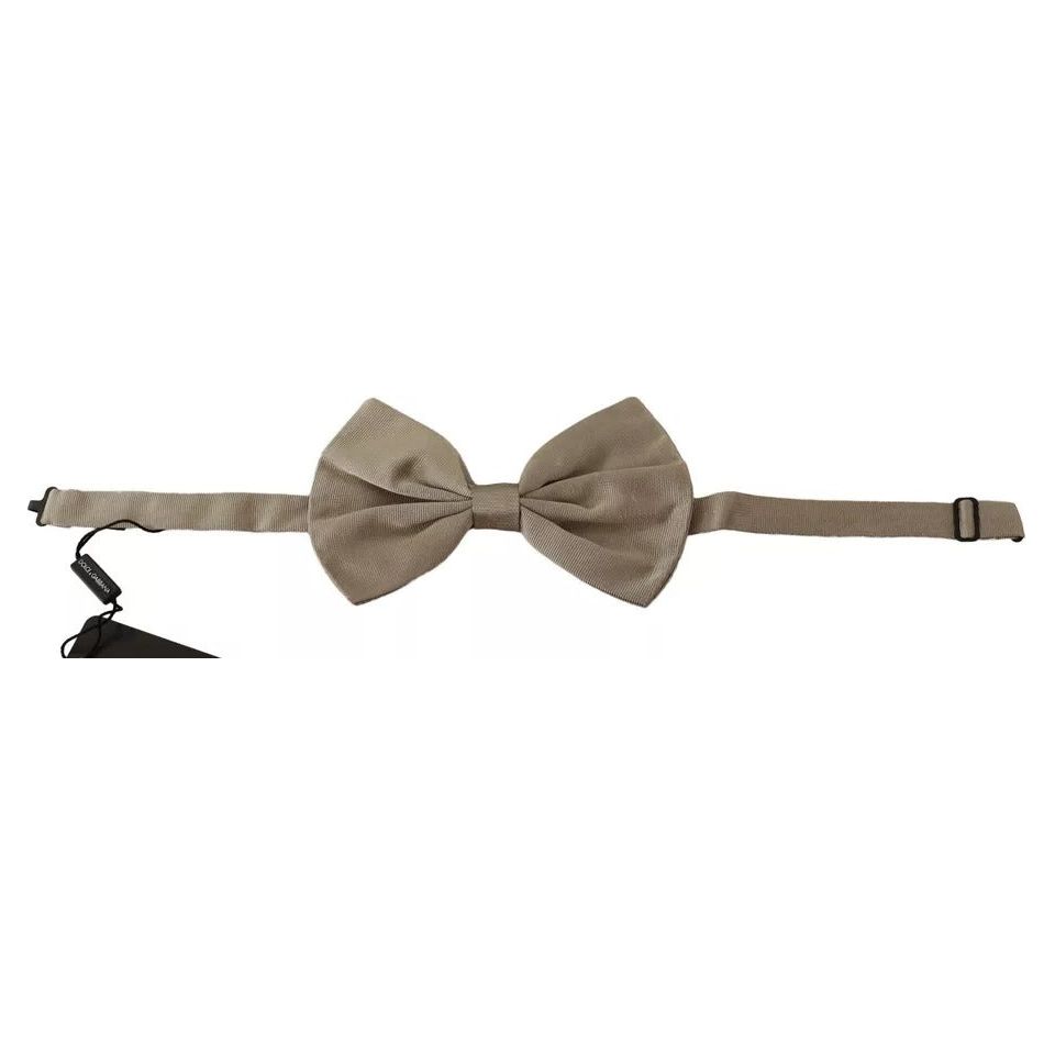 Dolce & Gabbana Silver Gray 100% Silk Adjustable Bow Tie