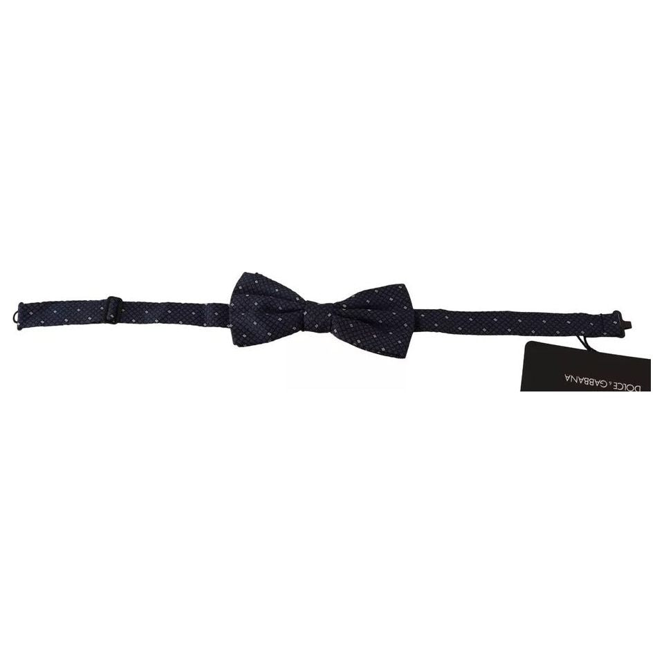 Dolce & Gabbana Blue Patterned Silk Adjustable Neck Bow Tie
