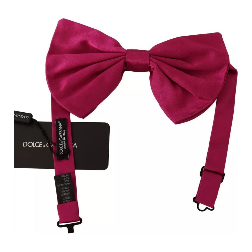 Dolce & Gabbana Pink 100% Silk Adjustable Neck Bow Tie