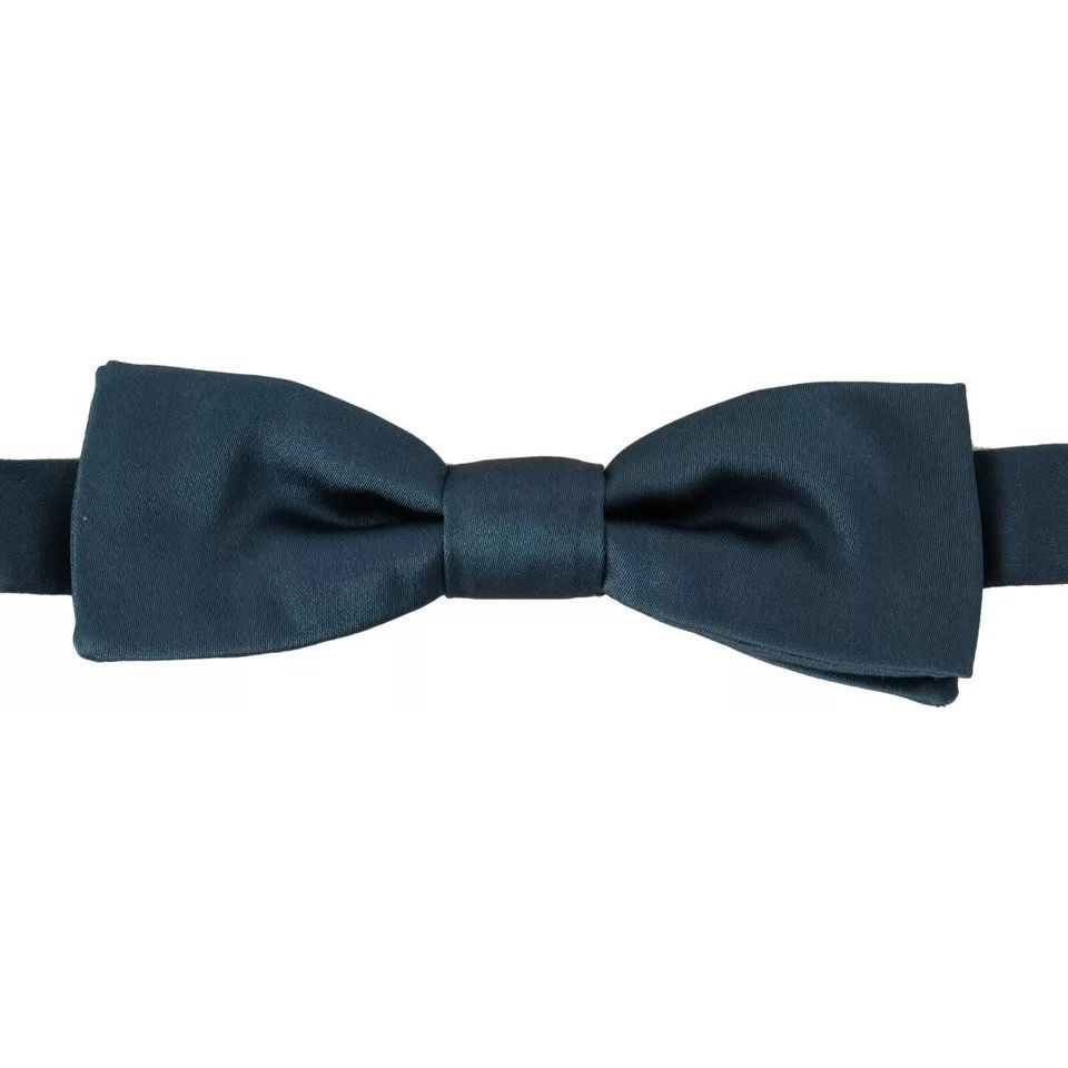 Dolce & Gabbana Blue 100% Silk Adjustable Neck Bow Tie