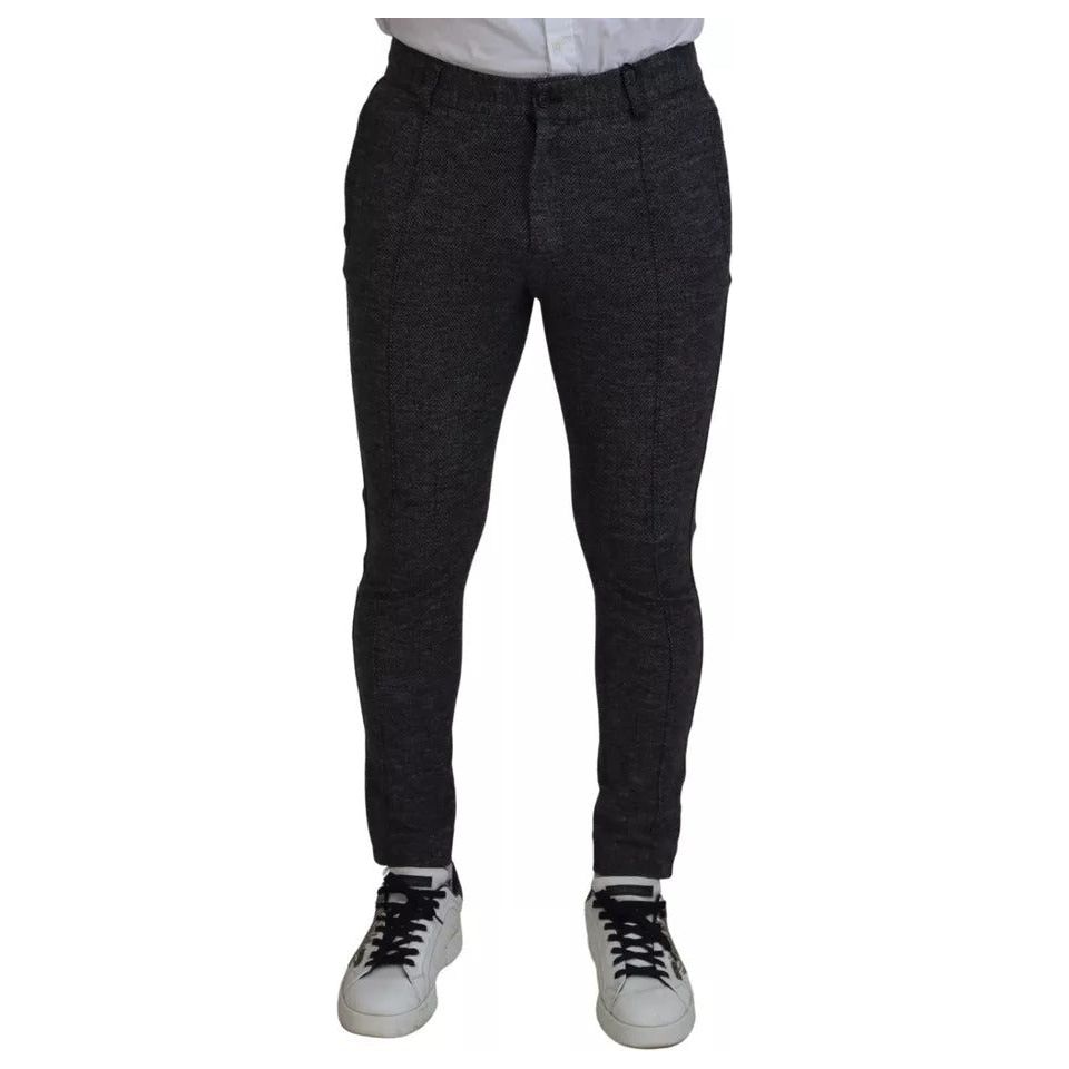 Dolce & Gabbana Gray Chevron Viscose Skinny Pants Luxe Design
