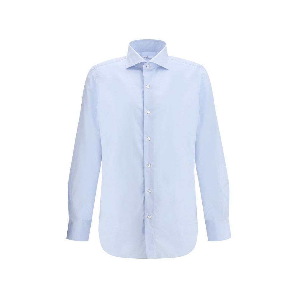 Finamore Blue Premium Cotton Shirt in Premium Cotton Elegance