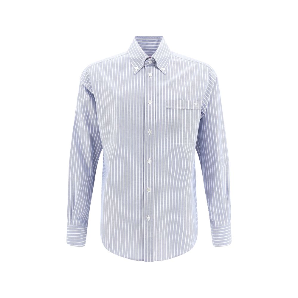 Valentino Blue Striped Cotton Shirt in Luxurious Cotton Elegance