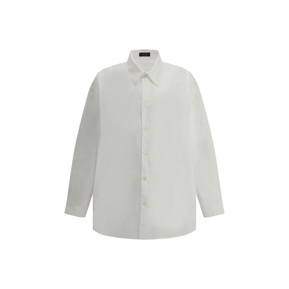 Balenciaga White Cotton Minimal Shirt for Effortless Sophistication
