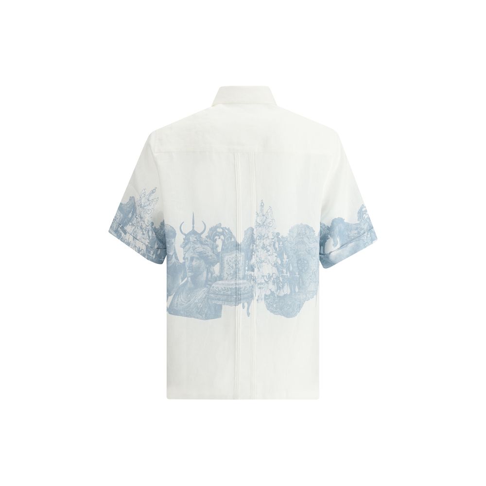 Givenchy White Linen Shirt with Hubert Object Print Detail