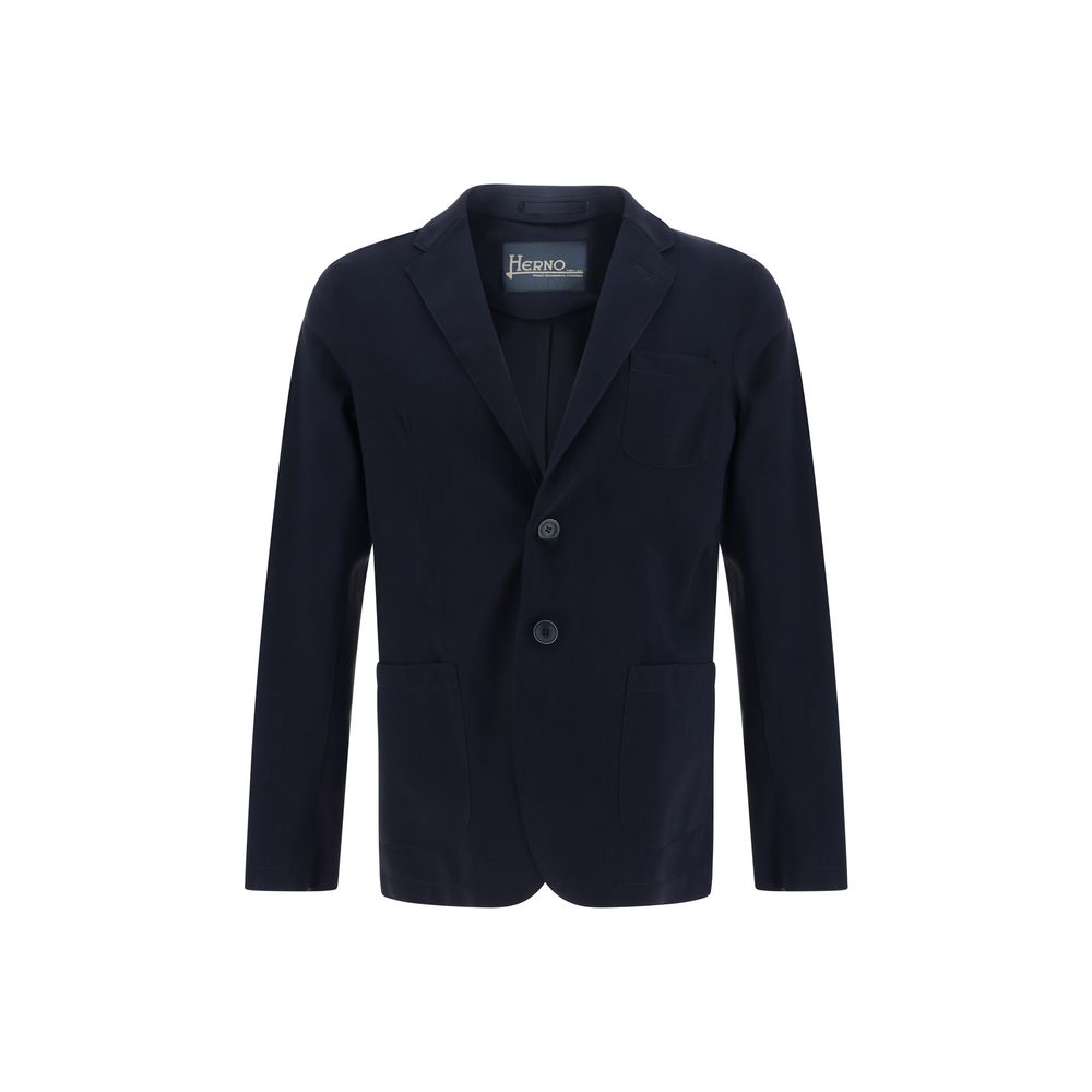Herno Navy Wool Blazer Jacket with Timeless Elegance and Style
