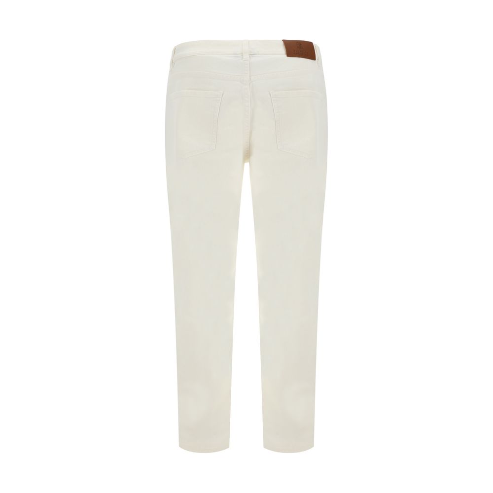 Brunello Cucinelli Blue Denim Jeans with Turn-Up Hem