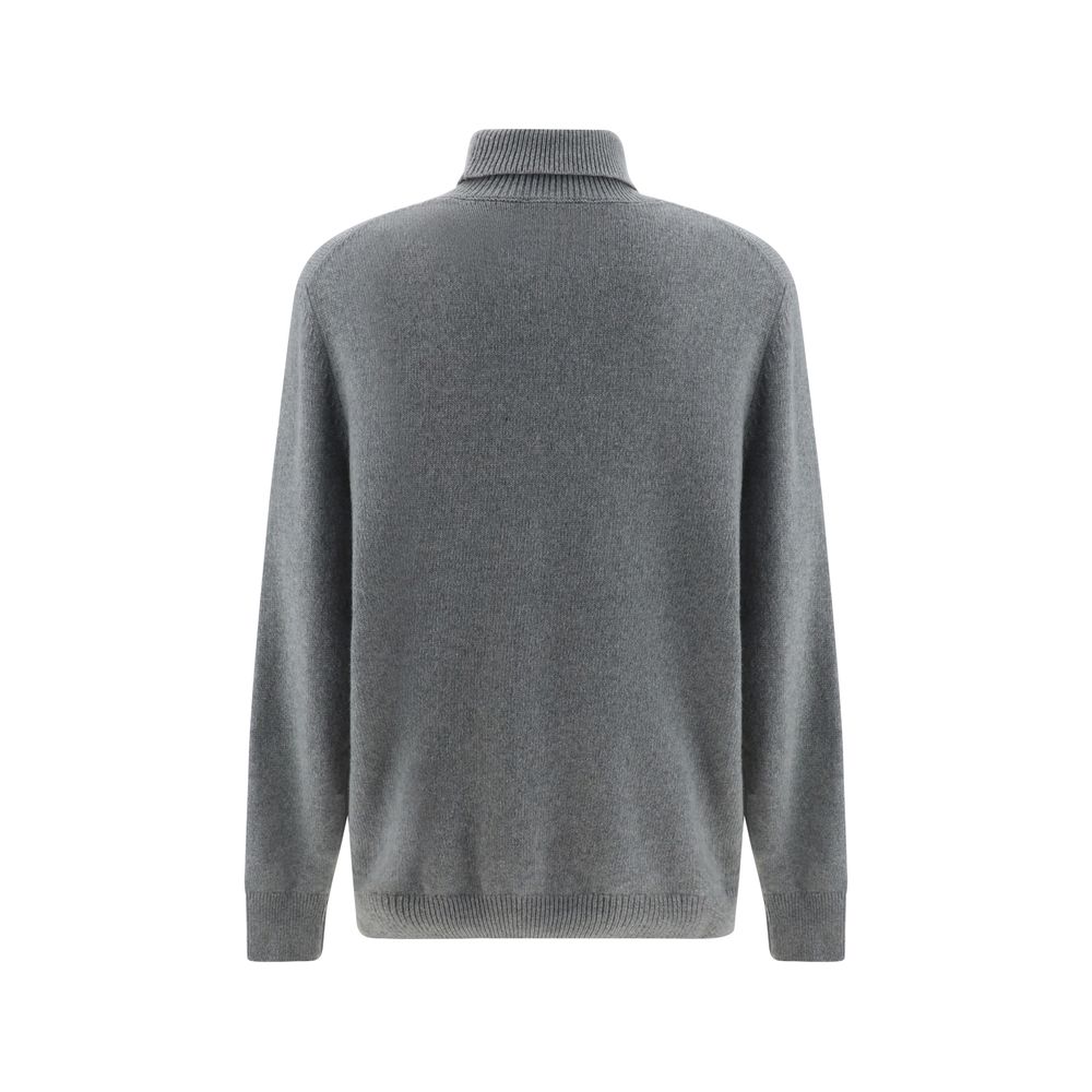 Aragona Grey Cashmere Turtleneck Sweater in Timeless Elegance