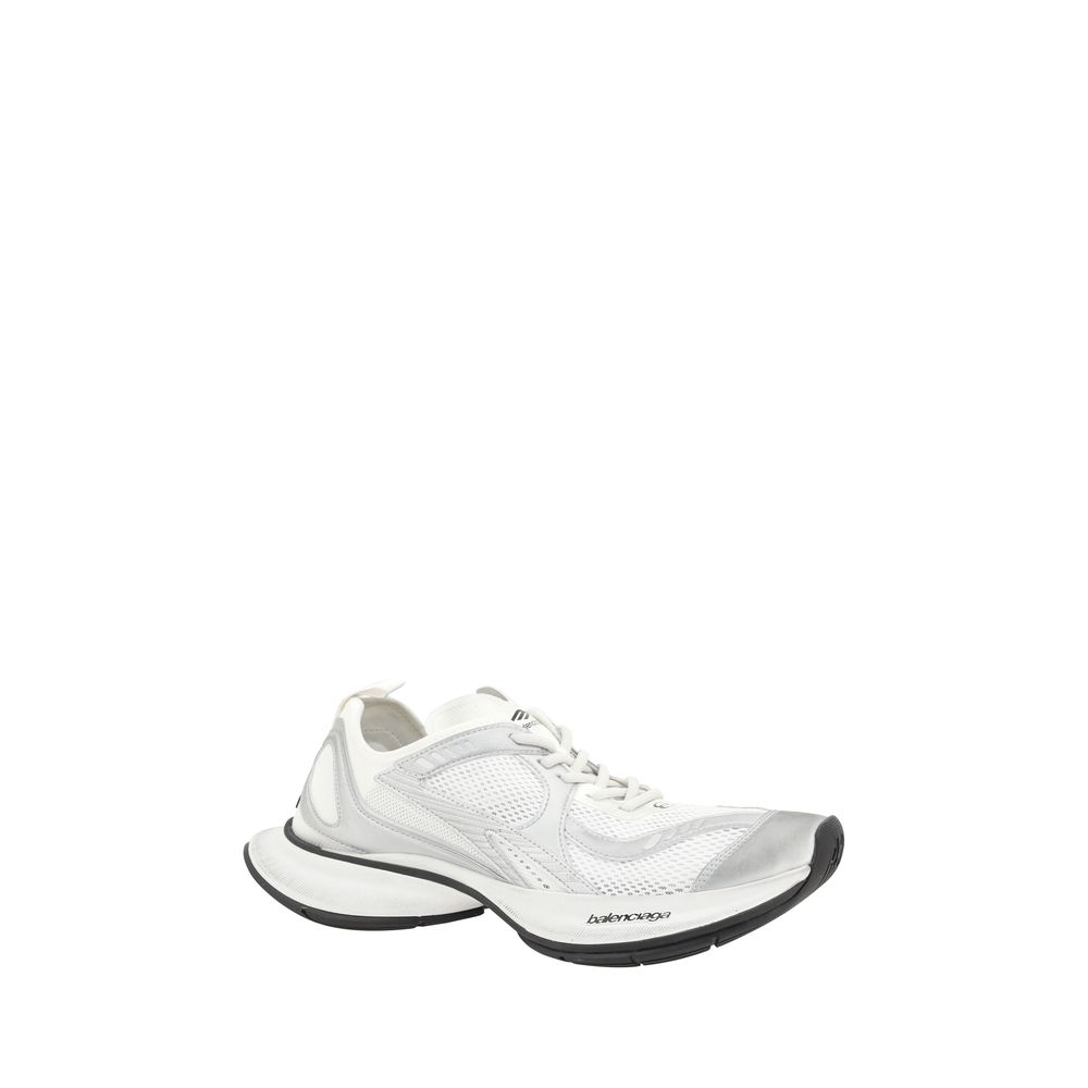 Balenciaga White Leather Circuit Sneakers in Luxe Design