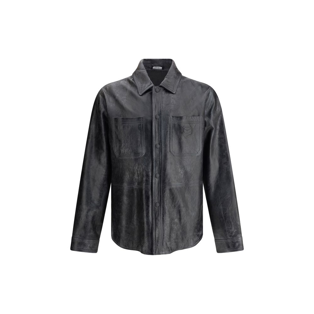 Dolce & Gabbana Black Leather Jacket with Timeless Elegance