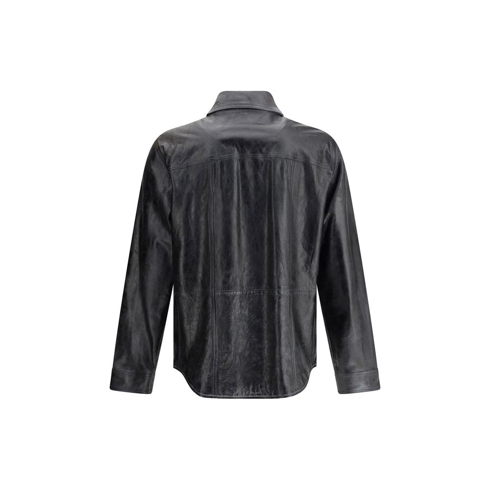 Dolce & Gabbana Black Leather Jacket with Timeless Elegance